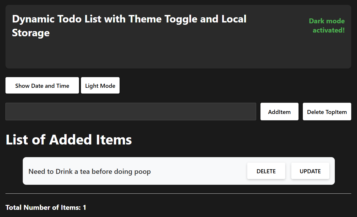 Todo Using Local Storage